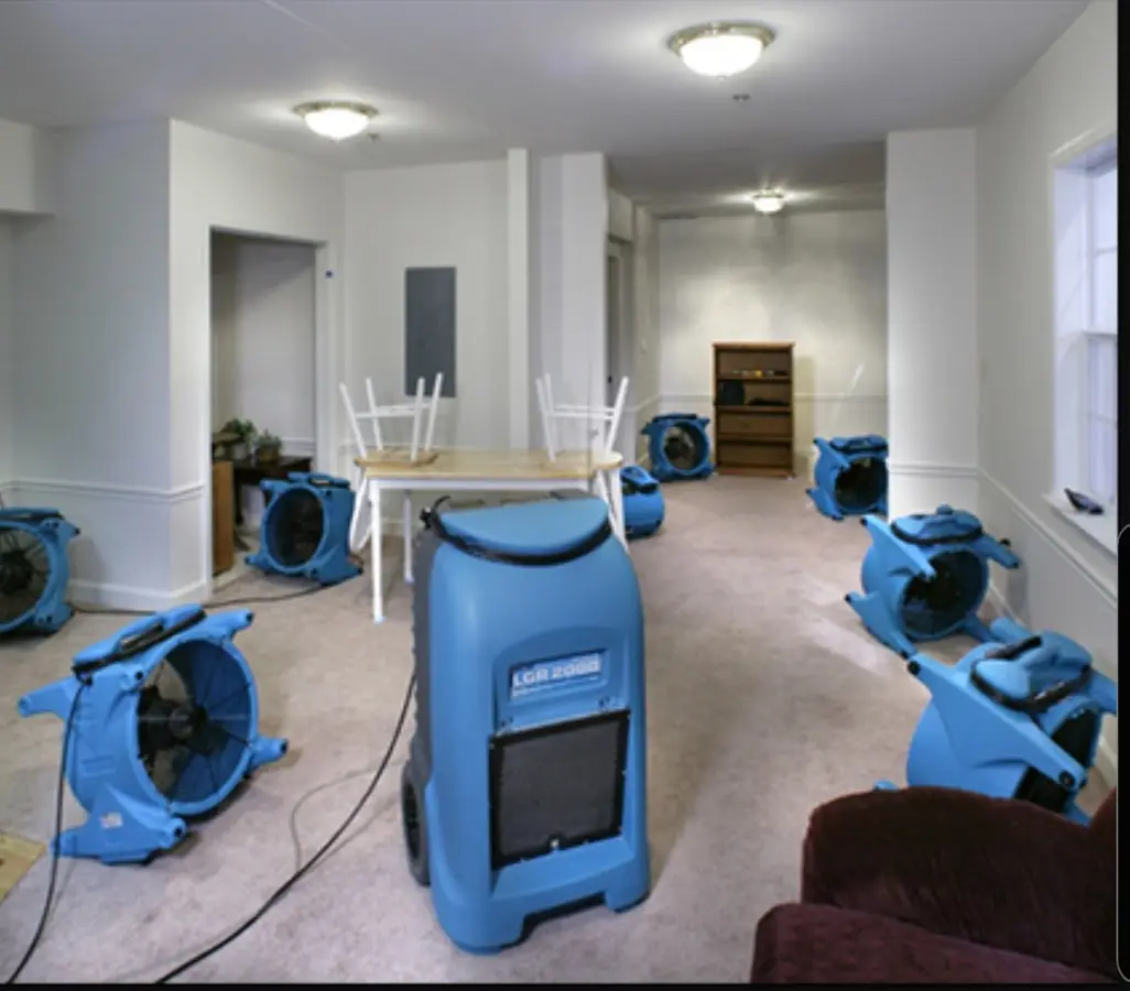Air movers and dehumidifier setup for Water Extraction & Removal in Macclenny