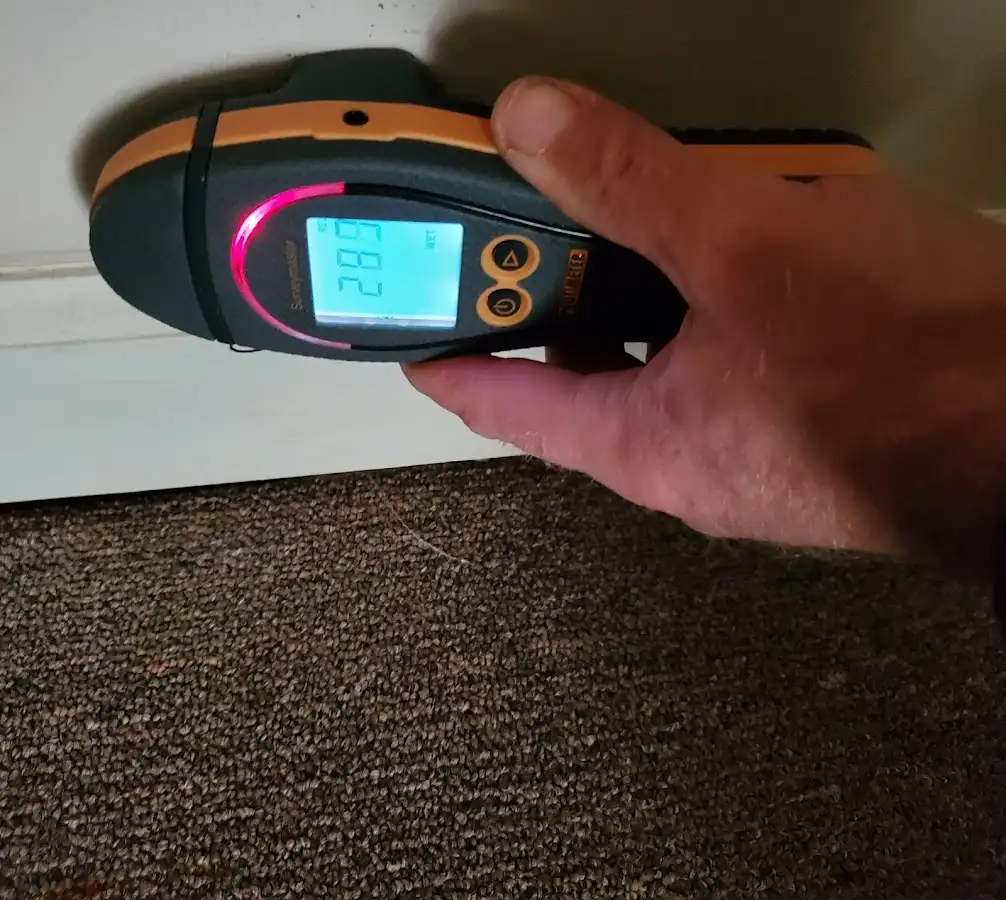 Moisture detection at baseboard during Burst Pipe Cleanup in Macclenny